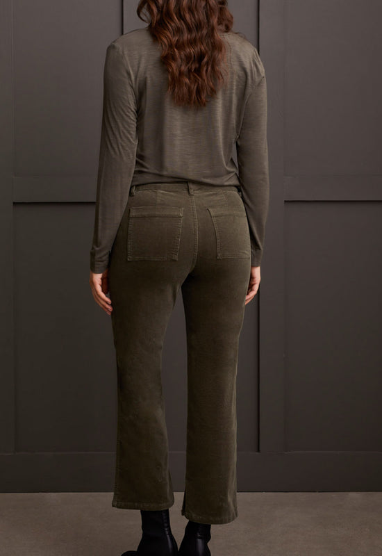 Stretch Corduroy Straight Leg Pants - Spinach