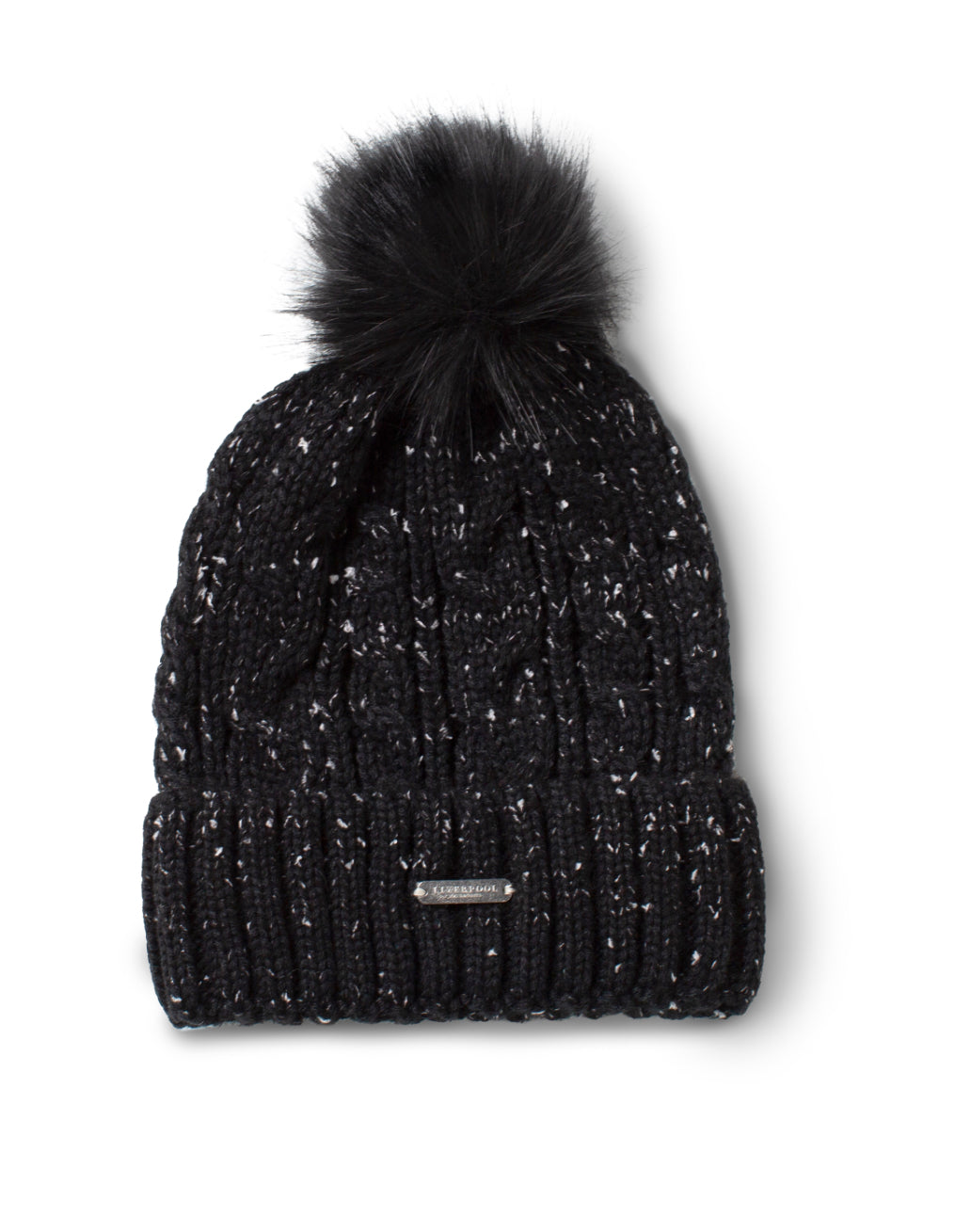 Cable Knit Beanie - Black/White