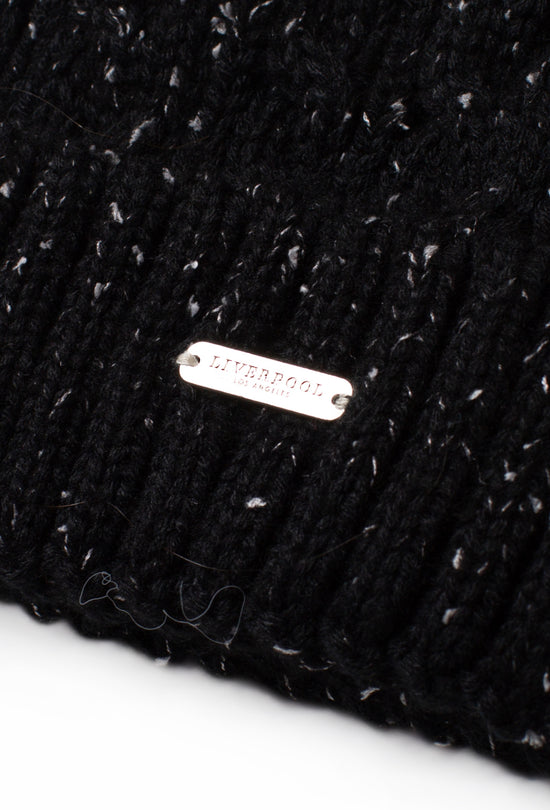 Cable Knit Beanie - Black/White