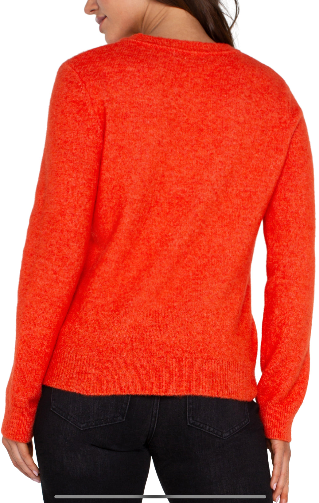 Long Sleeve Cut Out Bow Neck Sweater - Orange