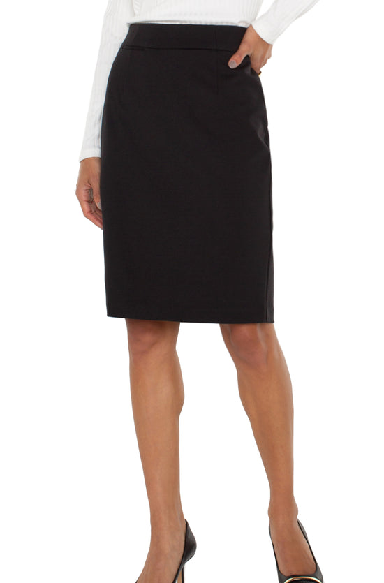 Pencil Skirt with Back Slit - Black