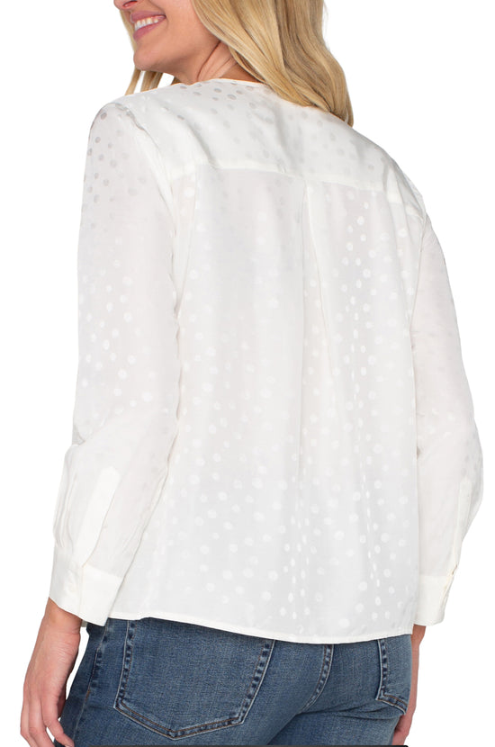 Long Sleeve Popover Top - Porcelain Dot