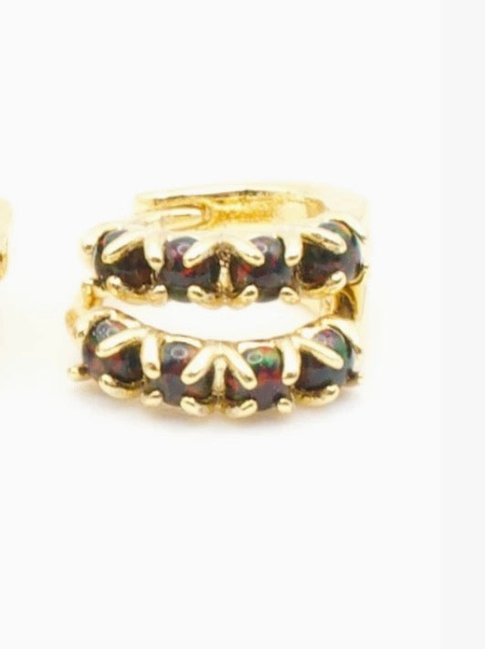 Luna Huggie Earrings - Black Opal