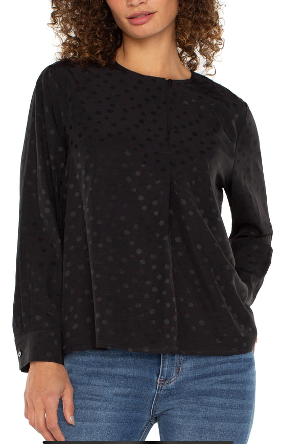 Long Sleeve Popover Top - Black Dot