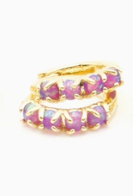 Luna Huggie Earrings - Purple Opal