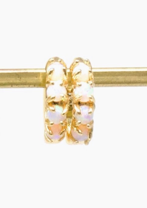 Luna Huggie Earrings - White Opal