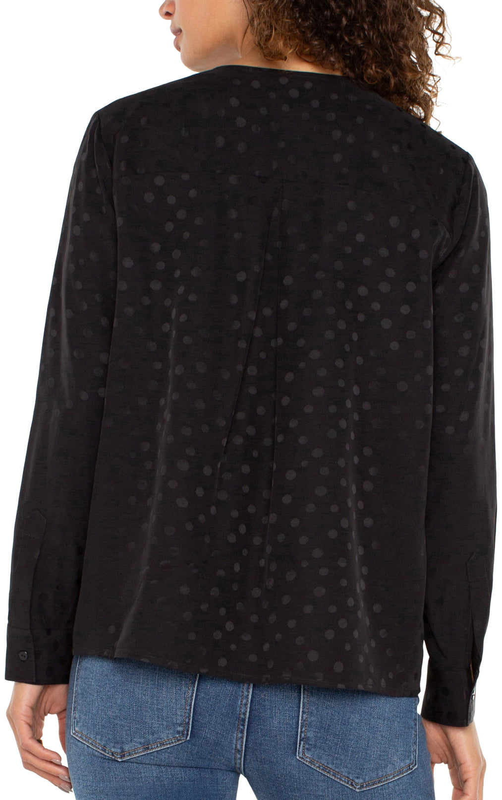 Long Sleeve Popover Top - Black Dot