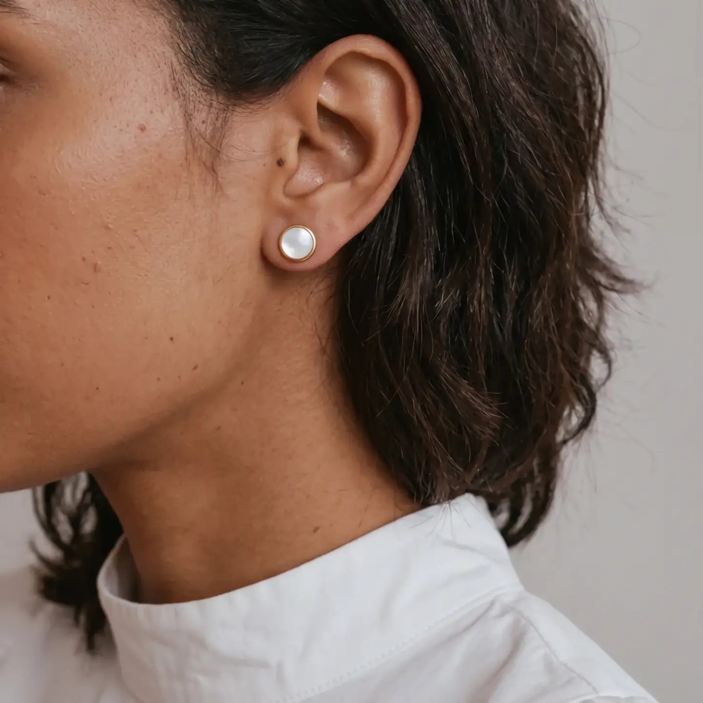 Classic Mother of Pearl Stud Earrings