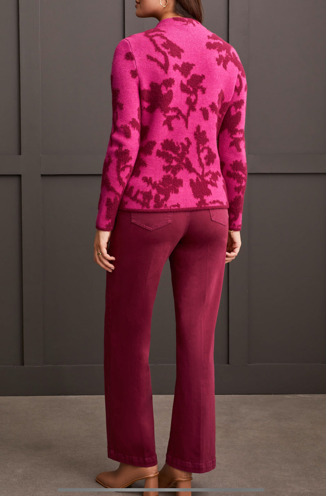 Fuzzy Double Knit Sweater - Port Wine