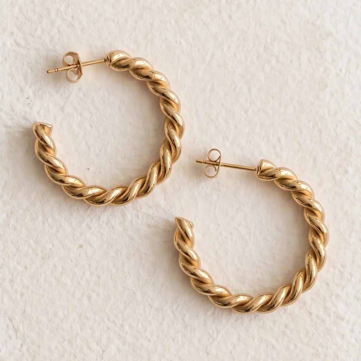 Twisted Gold Hoop Earrings