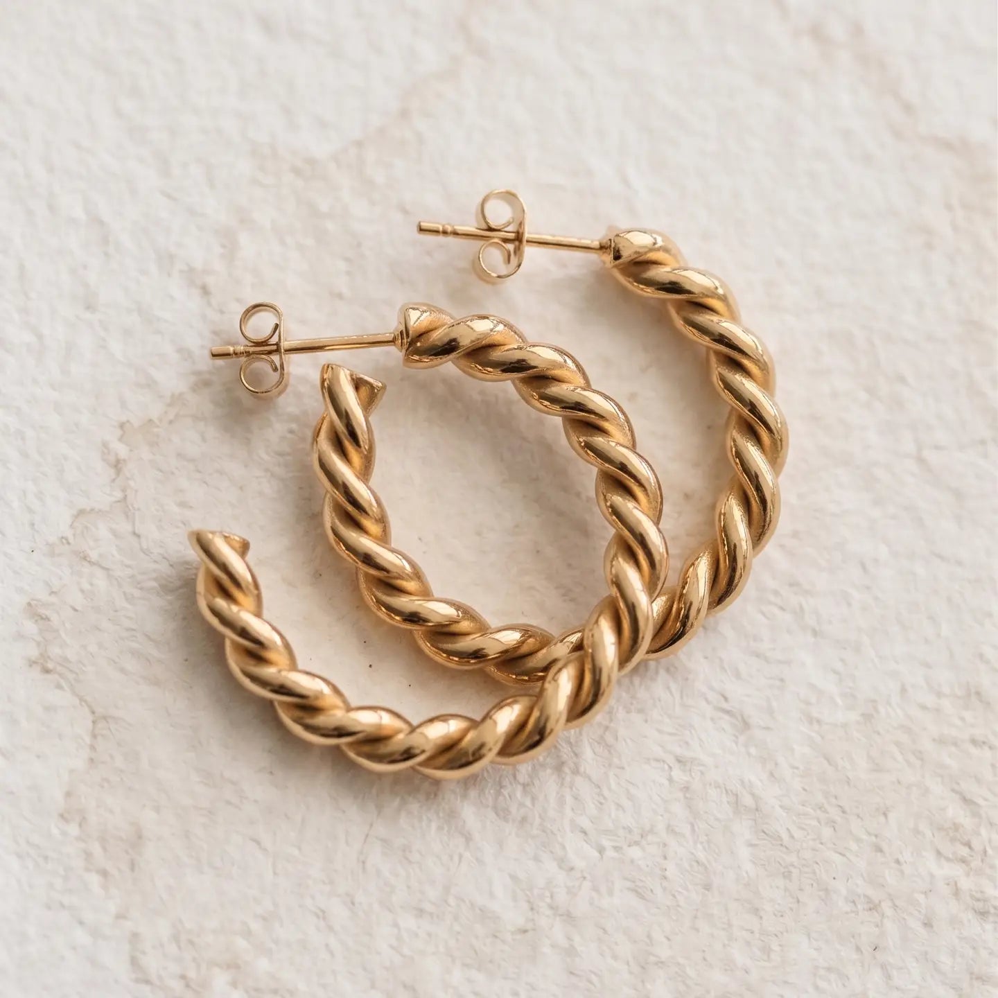 Twisted Gold Hoop Earrings