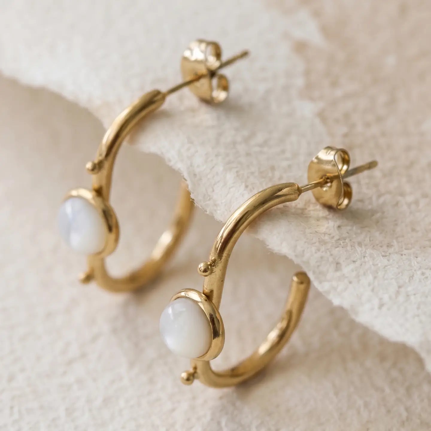 Mother of Pearl Hoop Earrings
