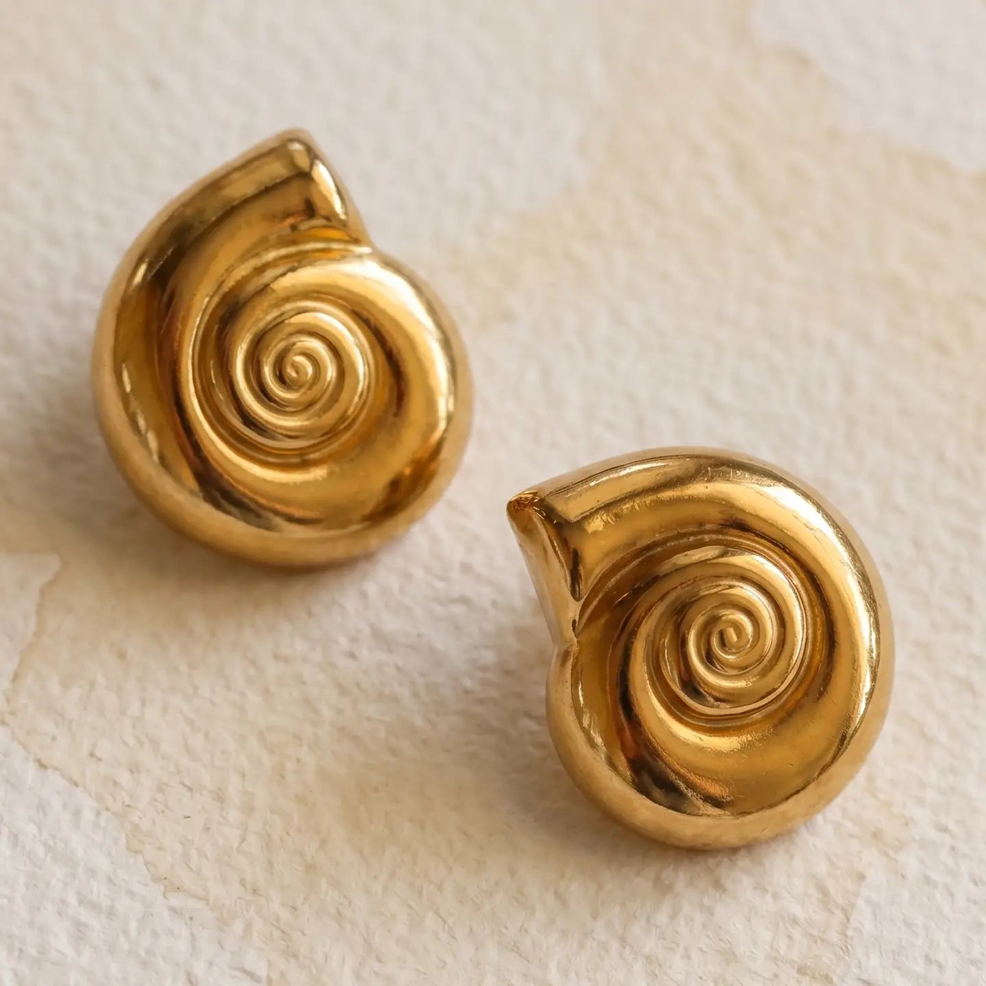 Sculptural Spiral Shell Stud Earrings