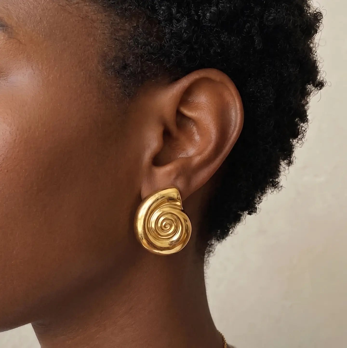 Sculptural Spiral Shell Stud Earrings