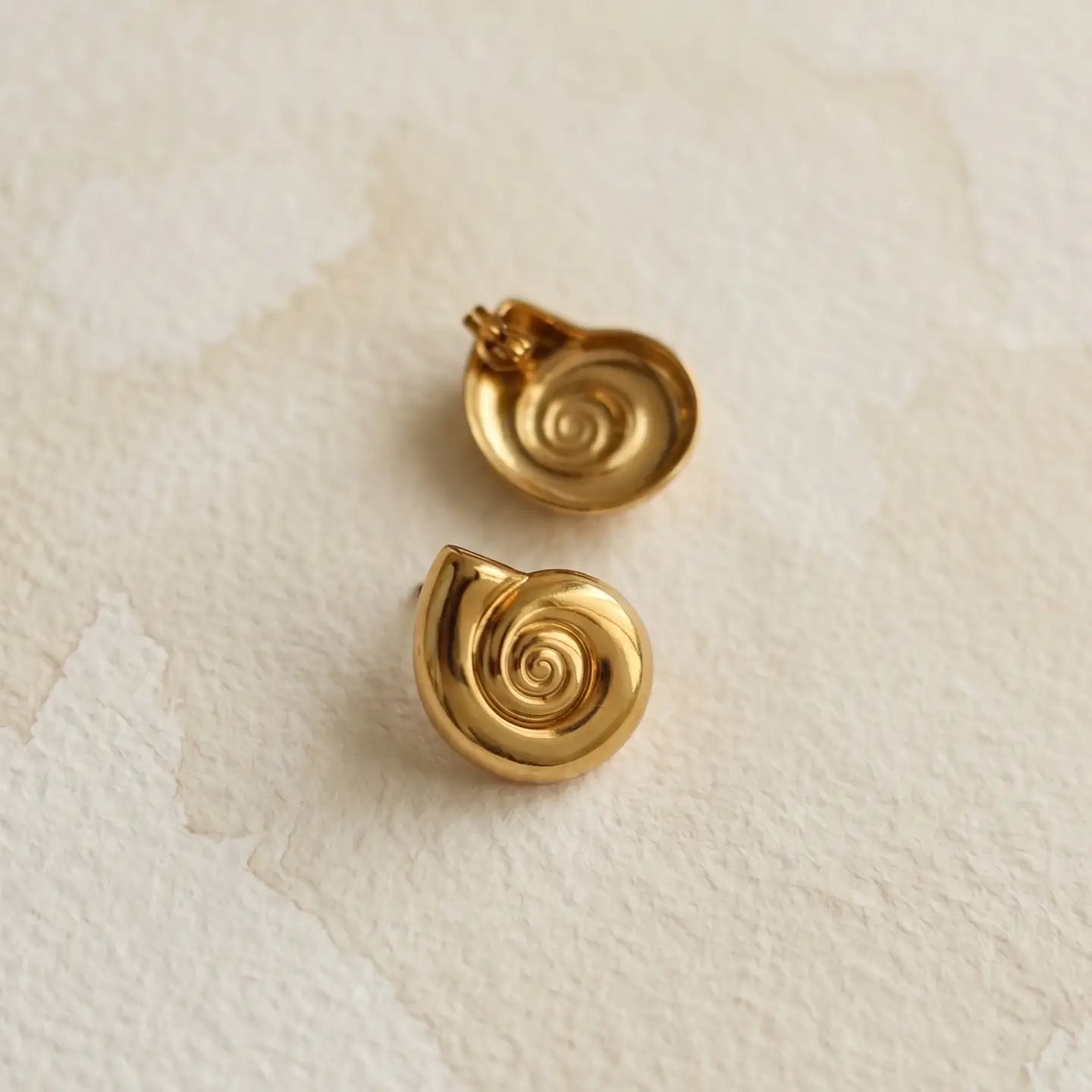 Sculptural Spiral Shell Stud Earrings