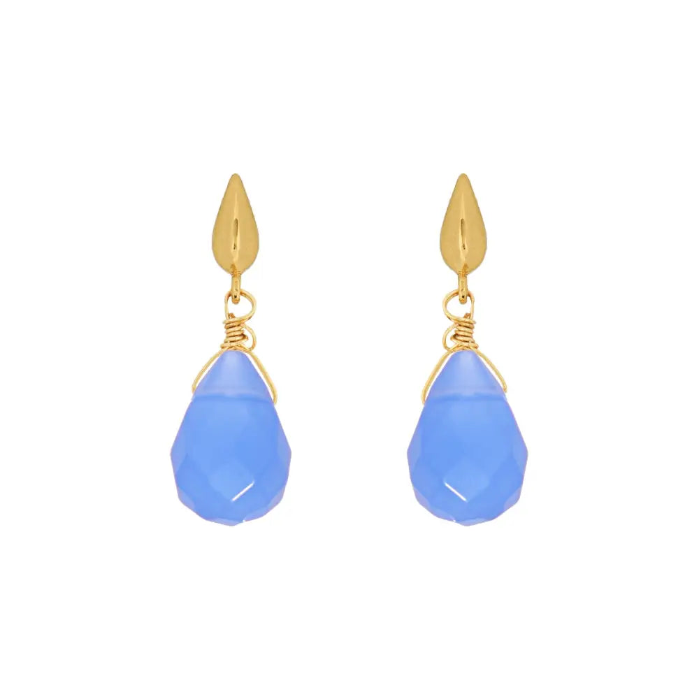Tear Drop Post Earrings - Blue