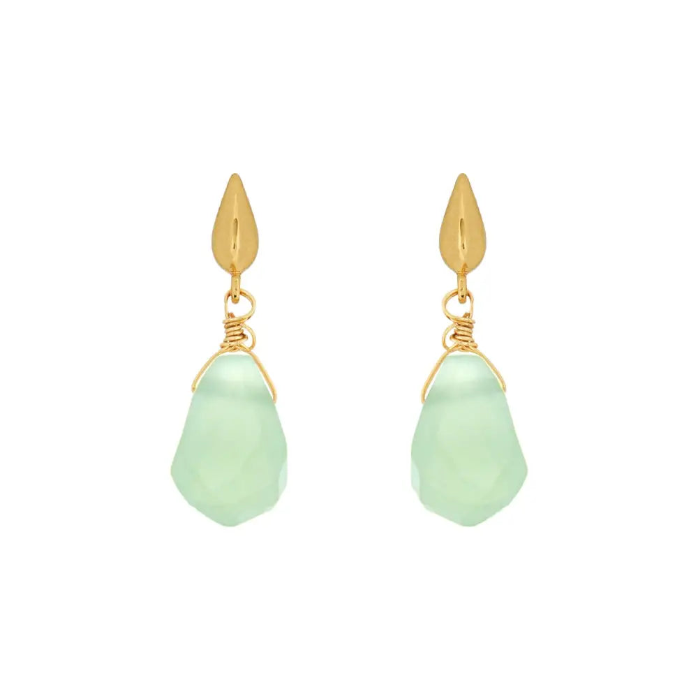 Tear Drop Post Earrings - Chalcedony