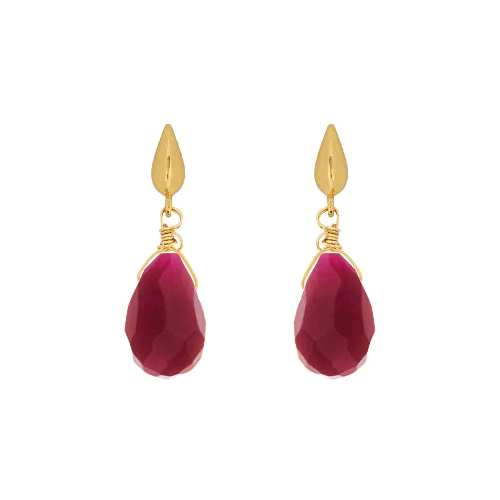 Tear Drop Post Earrings - Magenta