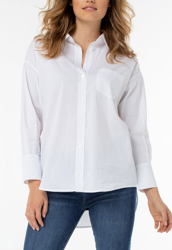 Classic Button Front Top - White