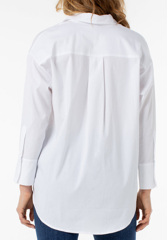 Classic Button Front Top - White