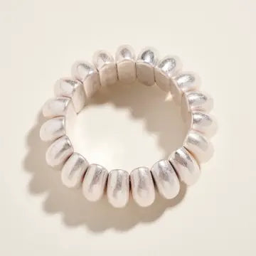 Round Metal Stretch Bracelet - Silver