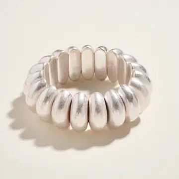 Round Metal Stretch Bracelet - Silver