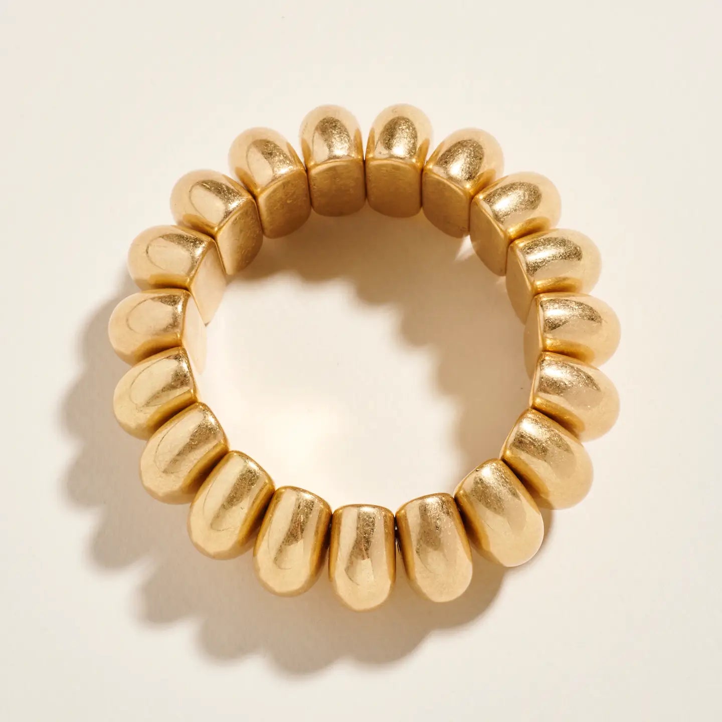 Round Metal Stretch Bracelet - Gold