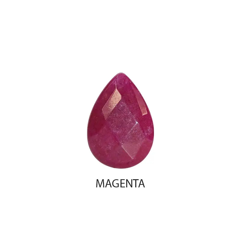 Gold Chain with Stone Drop Pendant - Magenta