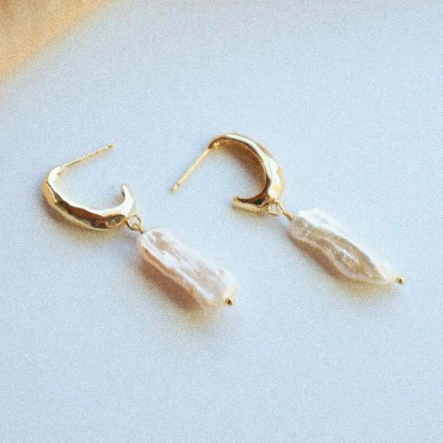 Bailey Pearl Huggie Hoop Earrings