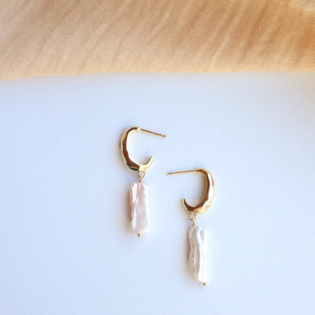 Bailey Pearl Huggie Hoop Earrings