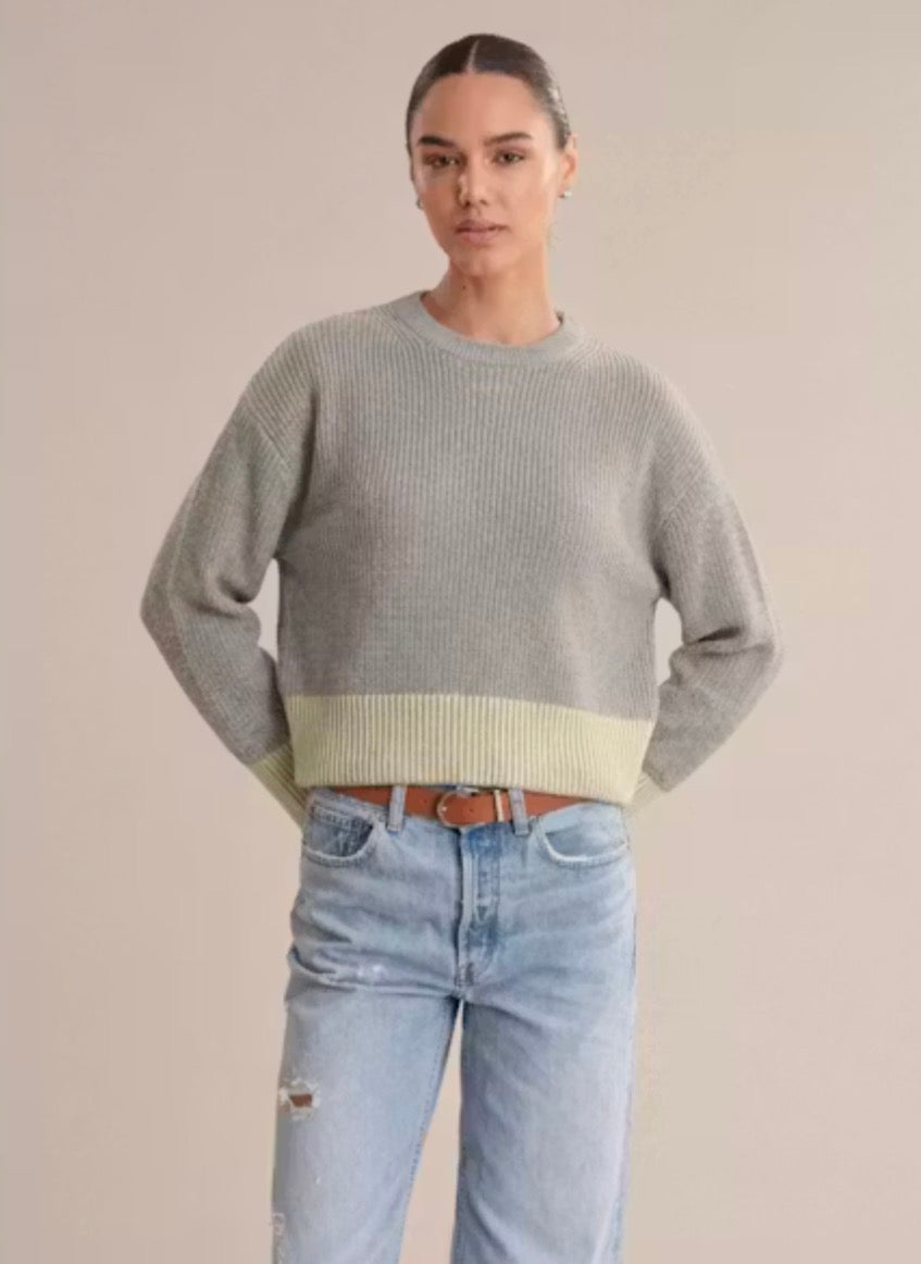 Sienna Striped Ribbed Sweater - Grey Pearl