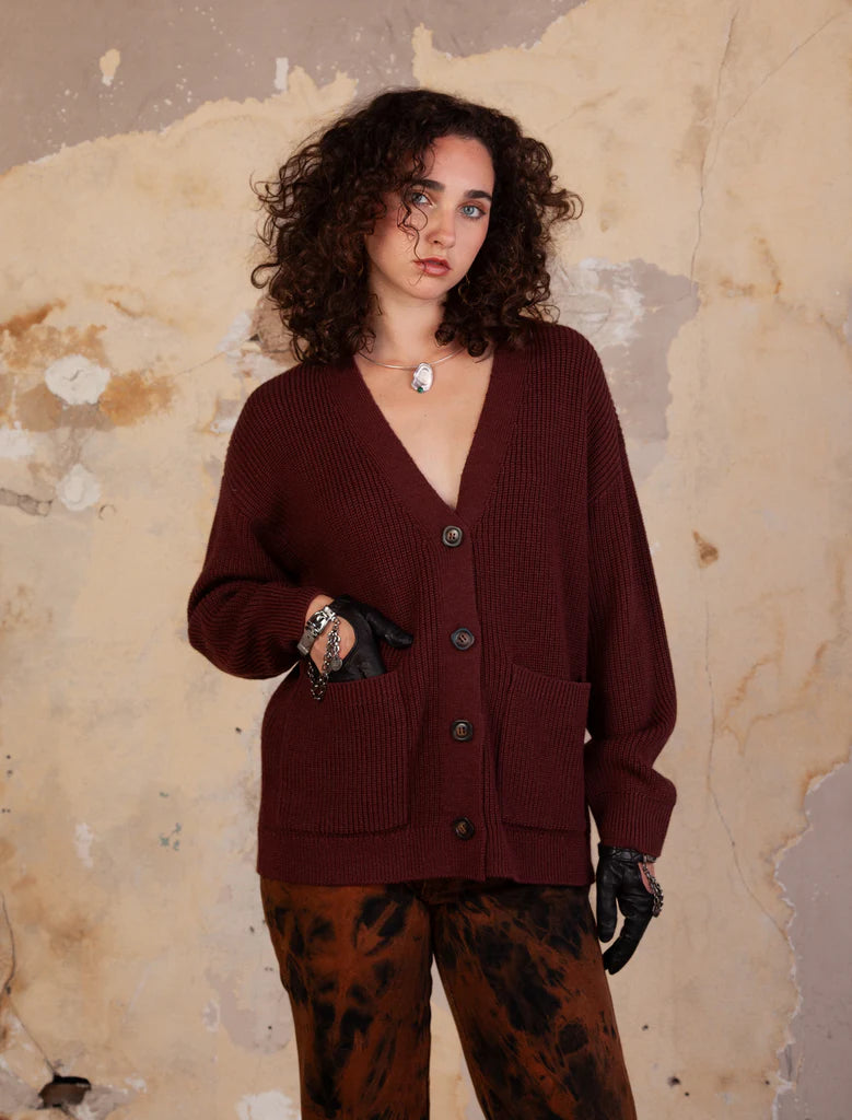 Lago V-Neck Cardigan - Chocolate