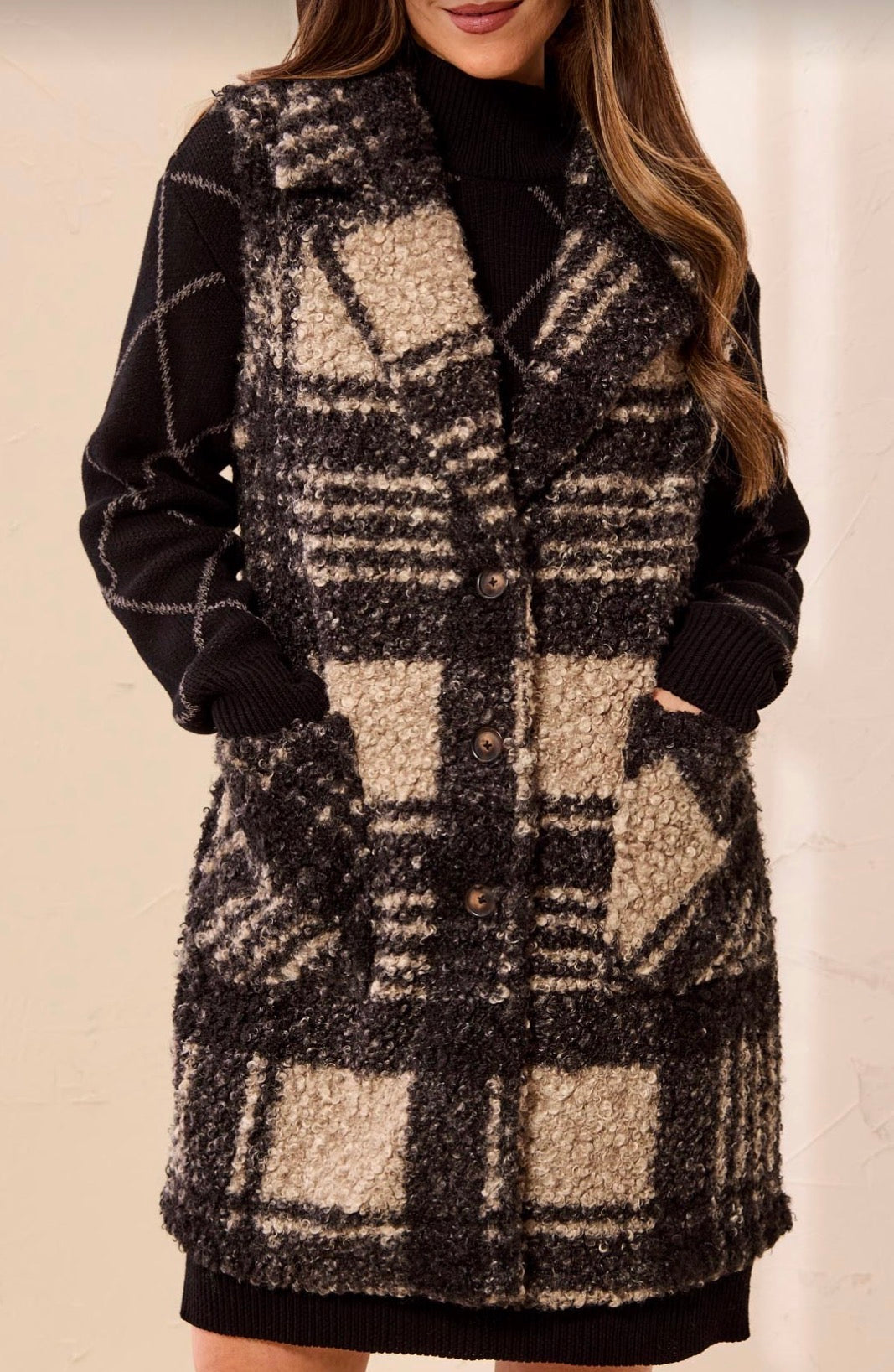 Knee Length Berber Vest - Fossil