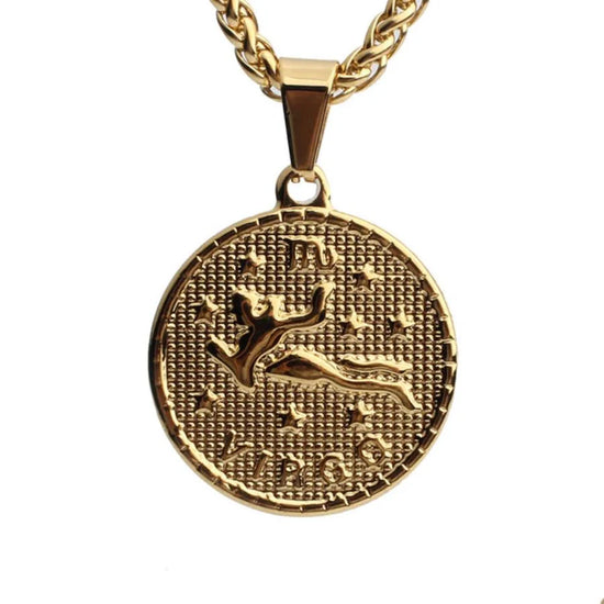 Zodiac Coin Necklace - Aquarius