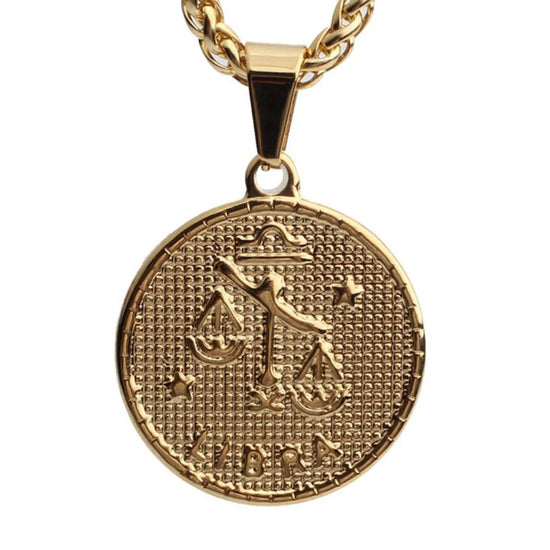 Zodiac Coin Necklace - Aquarius