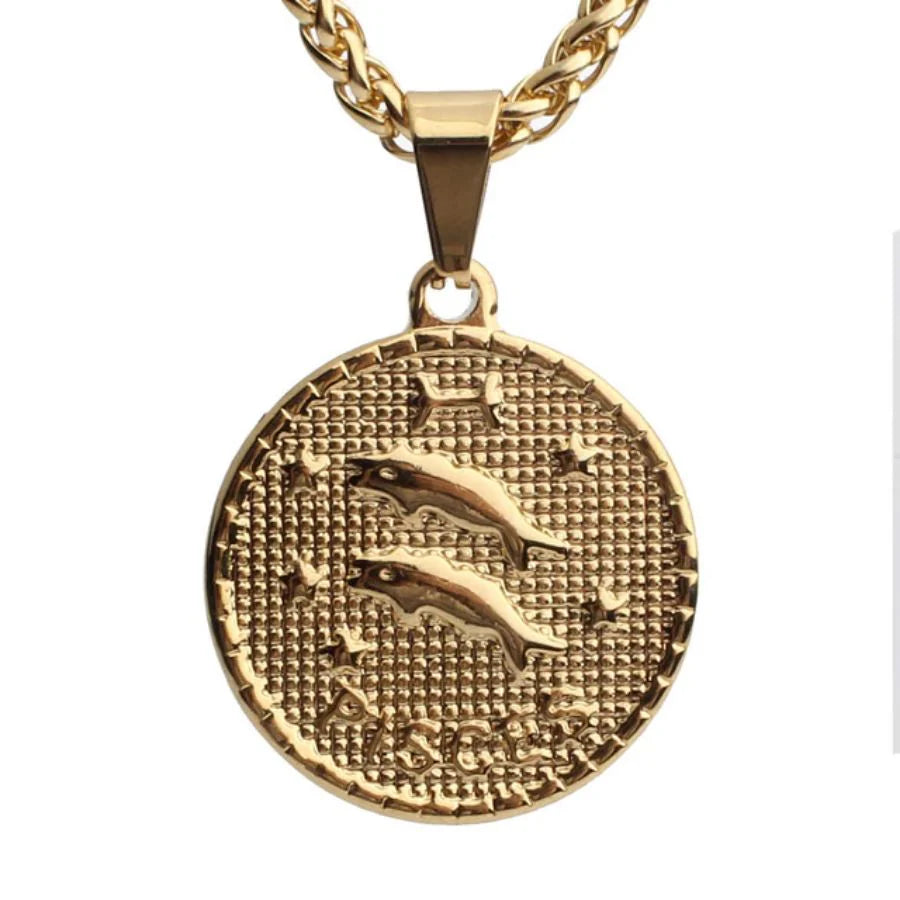 Zodiac Coin Necklace - Aquarius