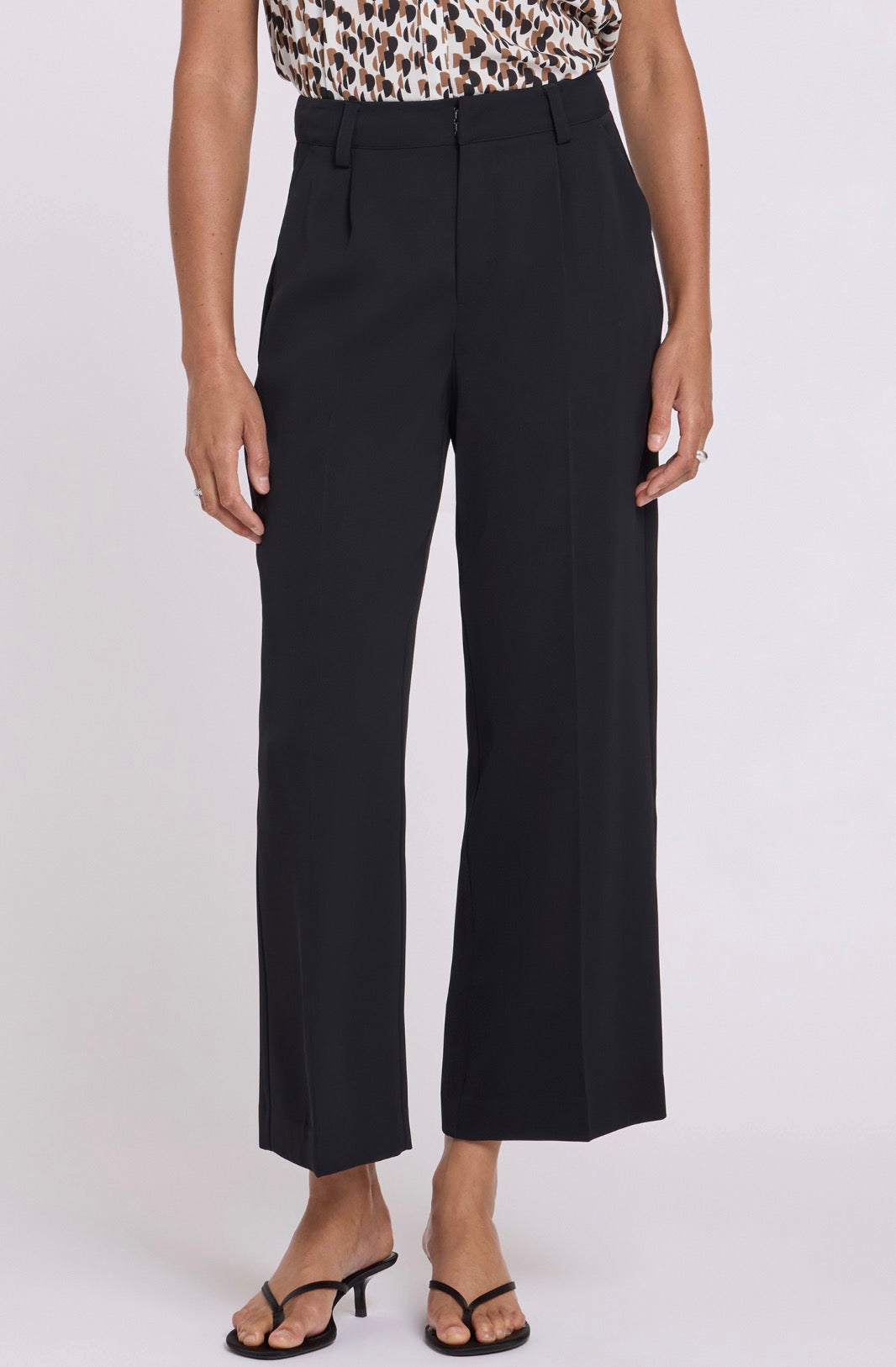 Straight Leg Ankle Pants - Black