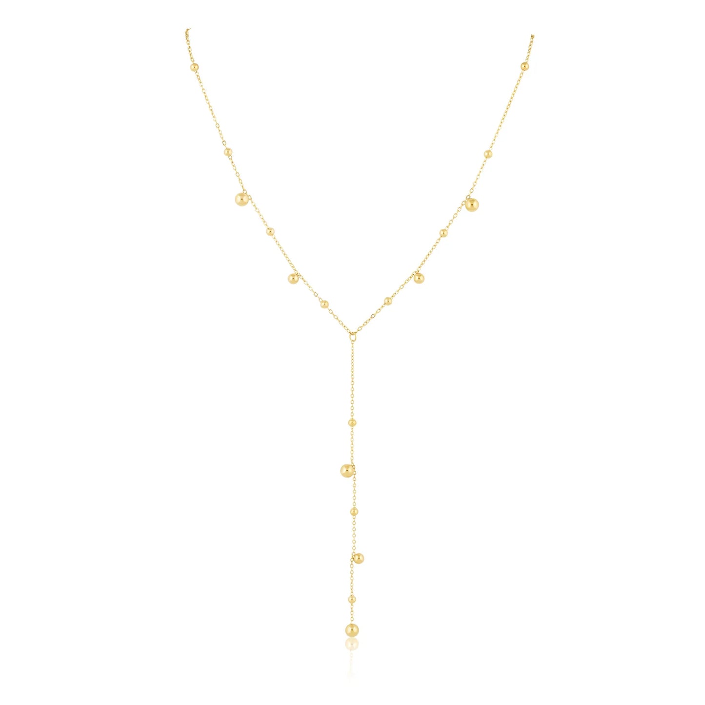 Beaded Lariat Necklace - Gold