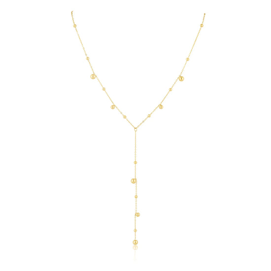 Beaded Lariat Necklace - Gold