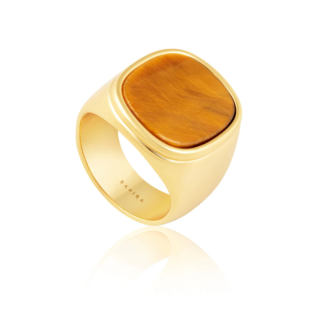 Tiger Eye Statement Ring - Gold