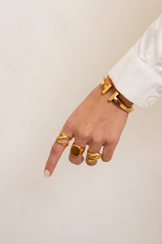 Tiger Eye Statement Ring - Gold