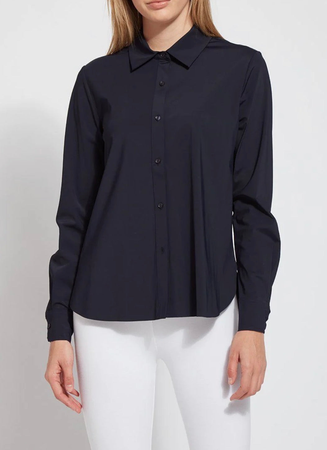 Connie Slim Button Down Blouse - Navy