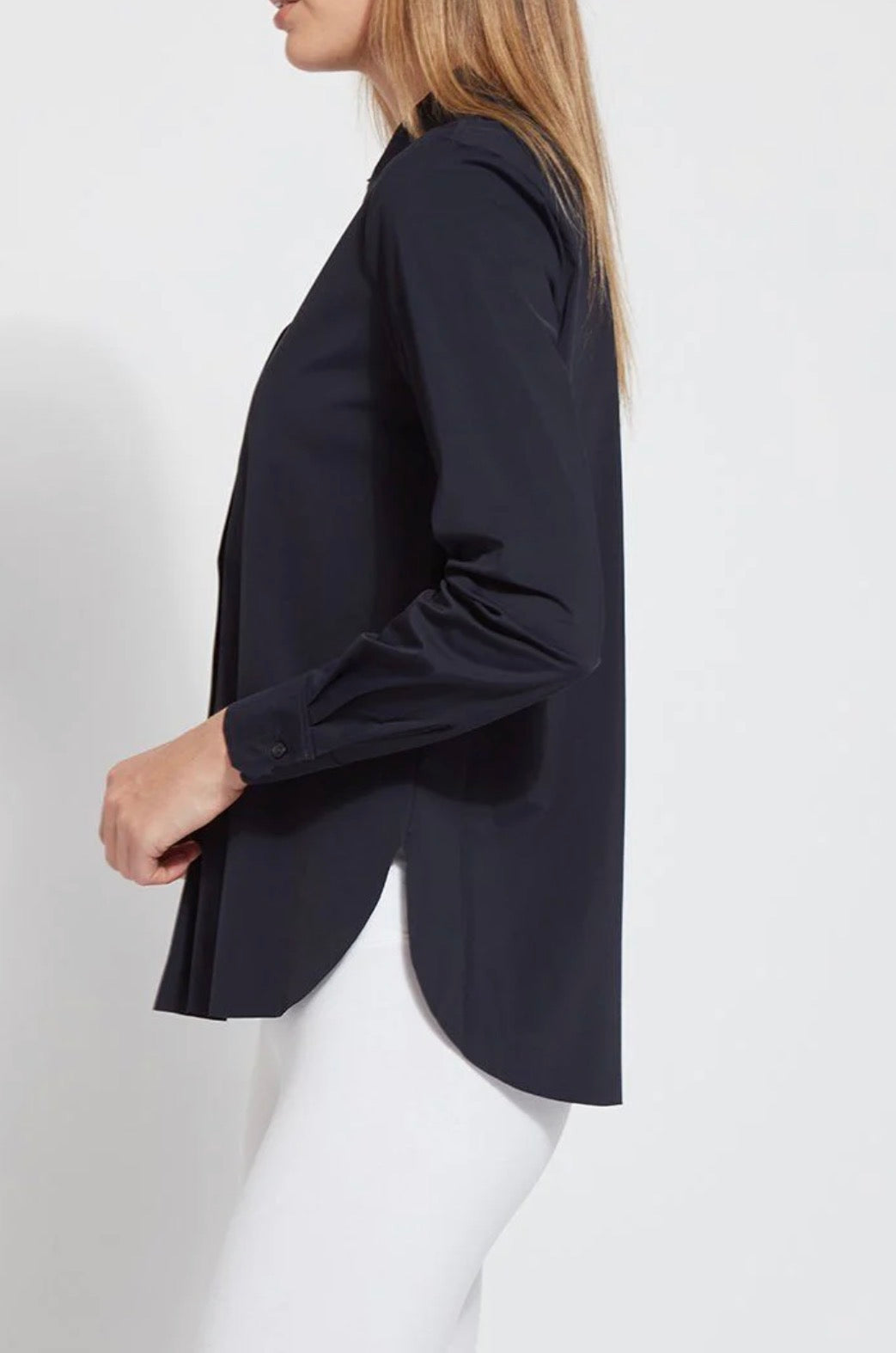 Connie Slim Button Down Blouse - Navy
