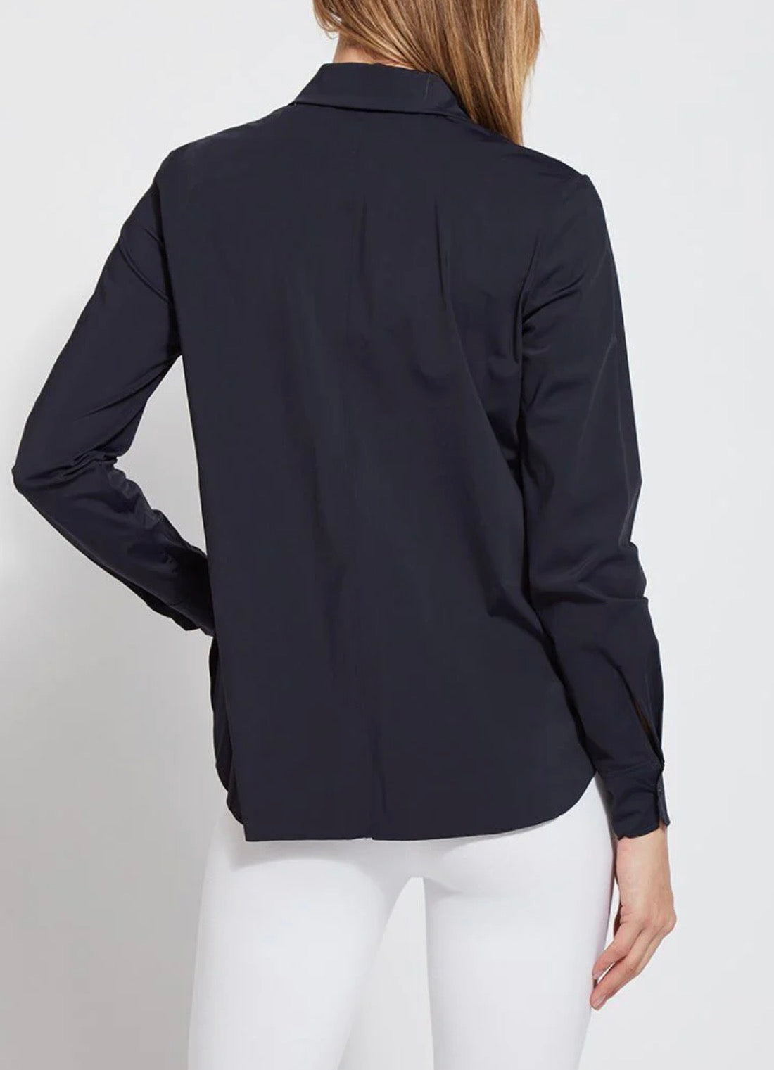 Connie Slim Button Down Blouse - Navy