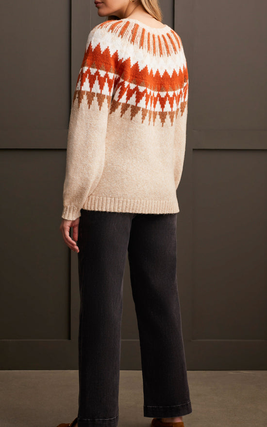 Mock Turtleneck Intarsia Sweater - Cream