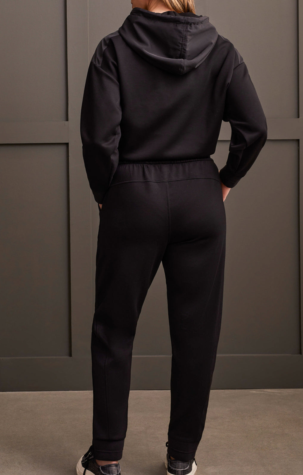 Combo Fabric Jogger Pants - Black