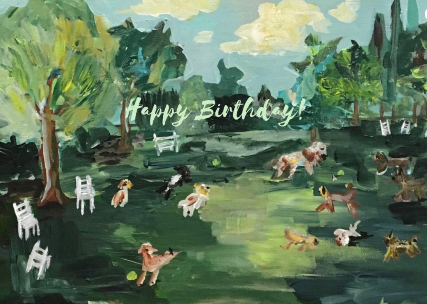 Dog Park Birthday Greeting Card
