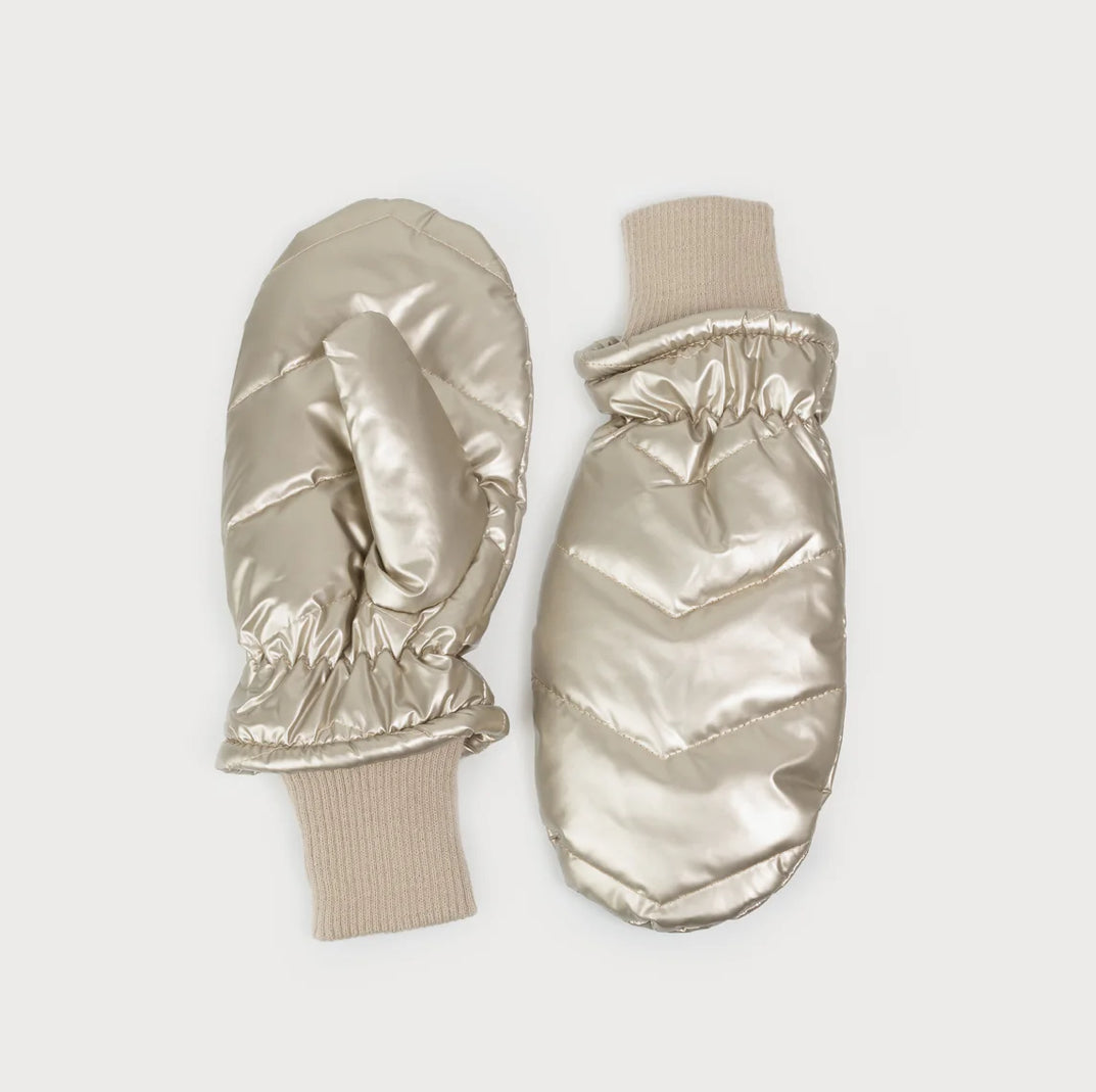 Warm Puffer Mittens - Beige