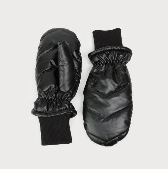 Warm Puffer Mittens - Black