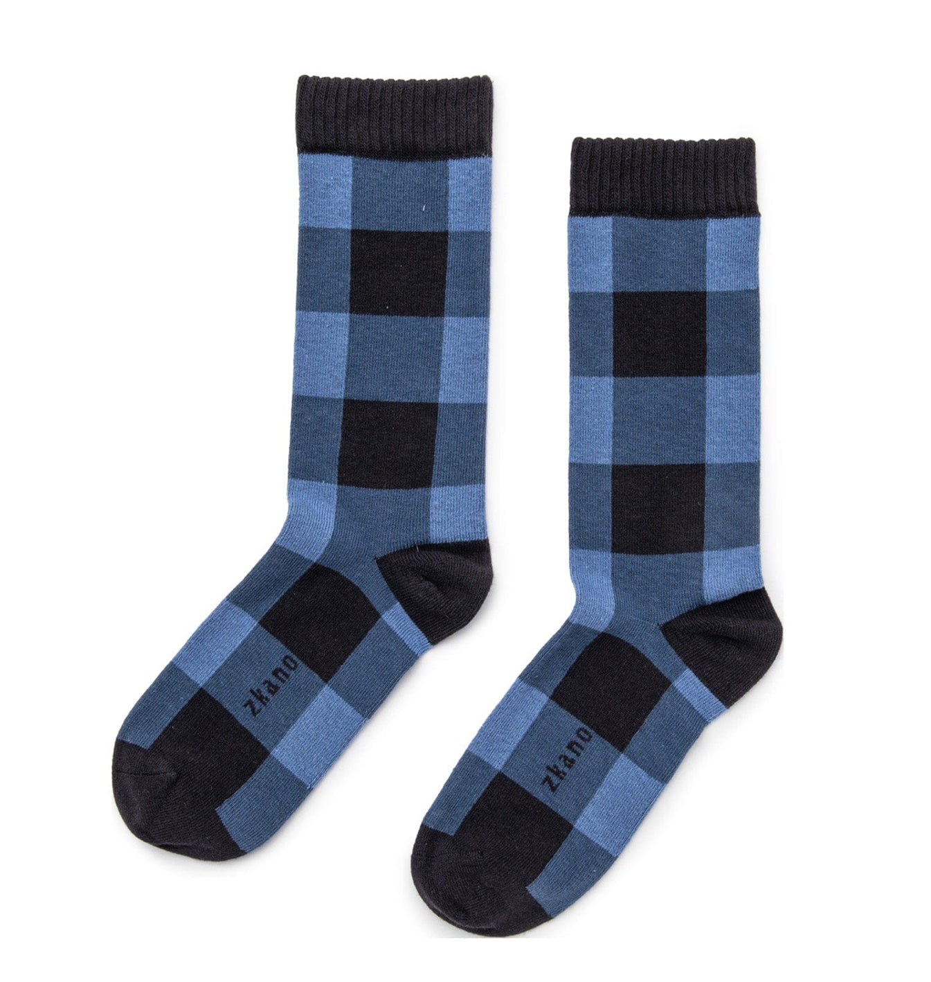 Buffalo Checked Crew Socks - Denim Blue